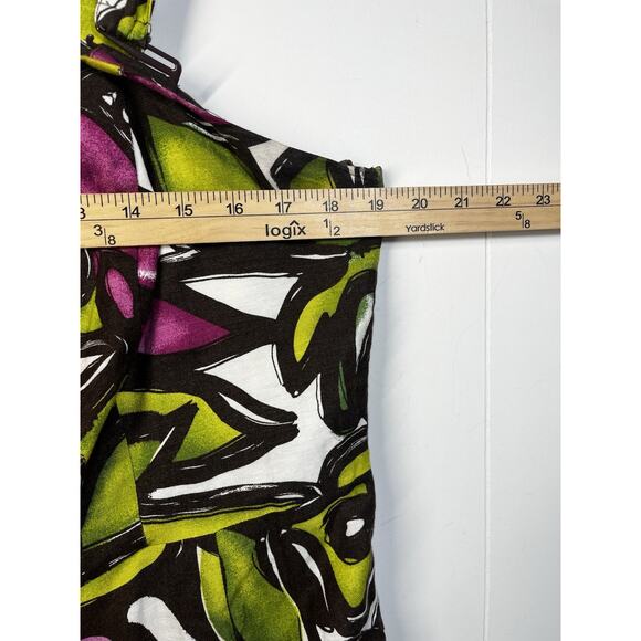 LANE BRYANT Linen Blend Midi Dress Size 16 Sleeveless Adjustable Straps Smocked - Picture 3 of 12